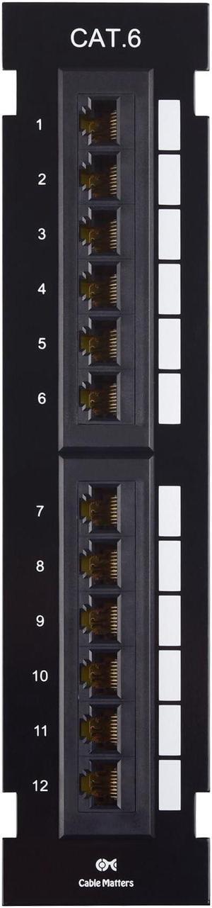 Cable Matters [UL Listed] Mini 12-Port Vertical Patch Panel with 89D Bracket, Compact 10 Inch Patch Panel with 10 Gigabit Ethernet