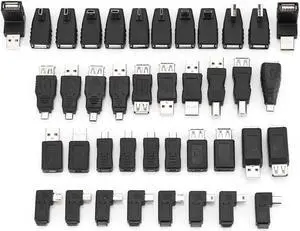 Bnineteenteam 40 Pcs USB Type-B Male to Female Adapters Set