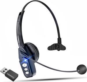 Conambo Bluetooth Trucker Headset, Wireless BluetoothV5.0 Headphones with Noise Cancelling Mic & USB-A Dongle, 16Hrs HD Talktime and On-Ear Headset for Truck Driver Work Call Center Office Computer