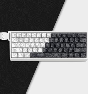 dagaladoo Side Printed-PBT keycaps,White/Black Topographic,Shine Through,Double Shot keycaps 75 Percent,dye-sub,Cherry Profile keycaps for Gateron MX Switches Mechanical keyboard(132 key,only keycaps