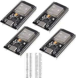 4Pcs ESP32 Development Board CP2102 Chip 38Pin Narrow Version WiFi + Bluetooth Microcontroller Dual Cores ESP-32 ESP-32D Board ESP-WROOM-32 2 in 1 Dual Core Low Power Consumption USB C Type C