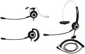 Eboxer Headset with Mic Noise Cancelling, 3.5mm Single Plug, Support Rear Mounted, Ear Hook and Head Mounted, Computer Headset for Business Skype UC Webinar Call Center Office - Mono Headphone