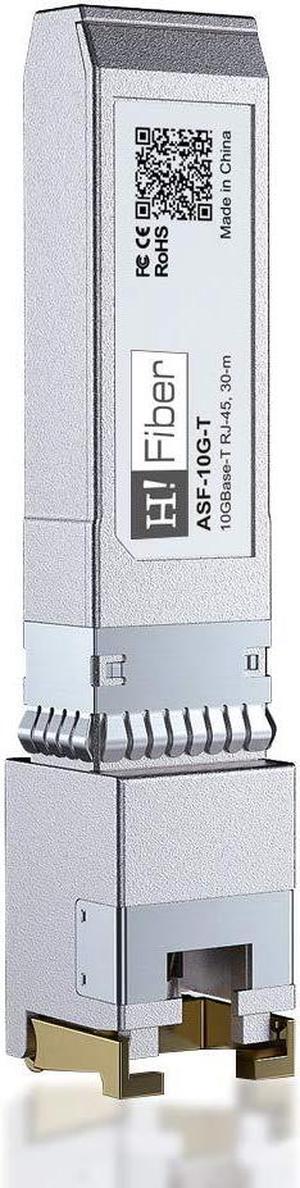 H!Fiber 10Gb SFP+ to RJ45 Module, 10Gbase-T Ethernet SFP+ Copper Transceiver Support 10G/5G/2.5G/1.25G, Compatible with Dell GP-10GSFP-T, TP-Link TL-SM5310-T, Ubiquiti, Unifi, Cat6a/Cat7,30m (98ft)