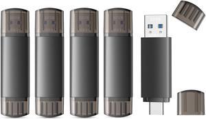JOIOT 32GB USB C Flash Drive Dual USB 3.0 Flash Drive Type C + USB A Portable Type-C Flash Drive 2-in-1 USB-C Thumb Drive for Smartphone Tablet Computer Mac iPhone 15 (5 Packs)