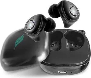 Jungle Trees | True Wireless Earbuds with Memory Foam Tips Included | Heavy Bass Sweat Proof Bluetooth Dual Earpieces with Microphones & Charging Case 18 HR Playtime | 3D Stereo Sound (Black)