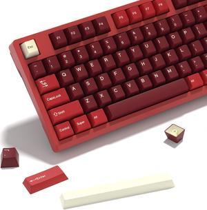 KBDiy Jamon PBT Double Shot Keycap Set,176 Keys Red Custom Key Cap Keycaps 70 Percent Cherry Profile Keycaps for 61/64/68/84/87/100/104/108 Mechanical Keyboard