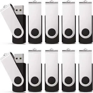 KEXIN 16GB Flash Drive 10 Pack Bulk Thumb Drive Memory Stick for Data Storage, Black