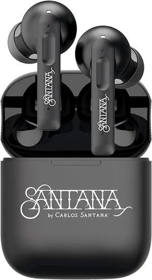 SANTANA BY CARLOS SANTANA Vida Active Noise Cancelling Earbuds - True Wireless Bluetooth Earbuds with Charging Case - Black