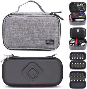 QUENZROC USB Flash Drive Case Black + sisma Travel Cords Organizer Universal Small Electronic Accessories Carrying Bag Grey