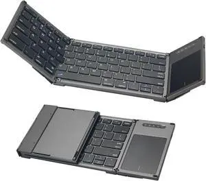 ZZR SEVEN Wireless Keyboard, Bluetooth Keyboard, Foldable Keyboard, Portable Keyboard with Touch Pad, Travel Keyboard Compatible with Windows iOS Android, iPhone and Tablet (B066T)