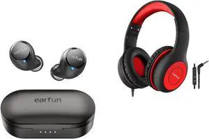 EarFun Free 1S Wireless Earbuds, [2023 Version] 4 Mics ENC Bluetooth 5.0 Earbuds Kids Headphones Wired with Microphone, 85/94dB Volume Limit Headphones for Kids