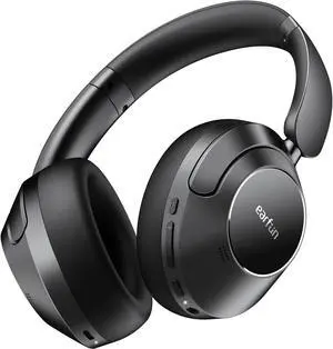 EarFun Wave Pro Active Noise Canceling Headphones, Wireless Over Ear Bluetooth Headphones, LDAC Hi-Res Sound, 5 Mics AI Clear Call, 80H Playtime, Multipoint Connection, Comfort Fit, Custom EQ via App