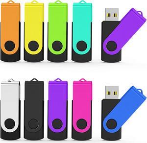 32GB Thumb Drives 10 Pack TATMOHIK Swivel USB Flash Drives Pack,Metal USB 2.0 USB Memory Stick 32GB,Portable Keychain USB Jump Drives Multipack for Data Storage and File Sharing(32 GB 10 Colors)