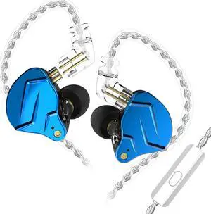 FEDAI KZ ZSN Pro X in-Ear Headphones Dual Driver in Ear Monitor Earphone 1BA 1DD Wired Earphone, HiFi Sport Gaming IEM Earbuds Headphones,Compatibility for Phone Computer Tablet (Blue with Mic)