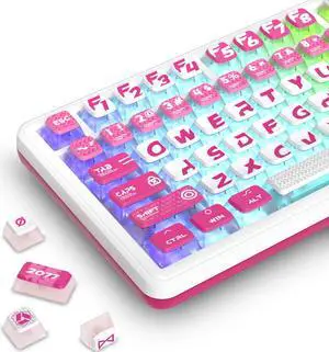 Uciefy Pudding Keycaps, PBT Keycaps with Translucent Layer, ASA Profile Key Caps,119 Keys Dye-Sub Cute Sweetheart Custom Keycap Set for Cherry Gateron MX Switches Mechanical Keyboard 60%,75% (Pink)