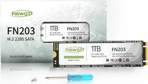 Fikwot FN203 1TB M.2 SATA SSD - SLC Cache 3D NAND TLC SATA III 6Gb/s M.2 2280 NGFF Internal Solid State Drive, Up to 550MB/s, Compatible with Ultrabooks, Tablet Computers and Mini PCs