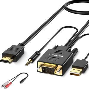 FOINNEX VGA to HDMI Cable 3M (Old Style PC to New TV/Monitor with HDMI), VGA to HDMI Cable Converter/Adapter with Audio for Laptop to Projector, Male to Male
