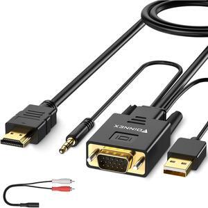 FOINNEX VGA to HDMI Cable 4.5M, Old PC Style New TV/Monitor with HDMI, VGA to HDMI Cord Converter Adapter with Audio for Laptop to Projector