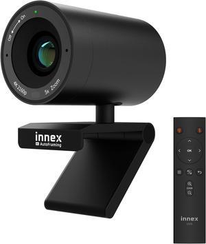 Innex C570 120 Degree Wide Angle Webcam 4K with AI Tracking, Auto-Framing, ePTZ, Webcam with Microphone, 5X Digital Zoom, Remote Control, Privacy Shutter, Conference Camera for Zoom, Microsoft Teams