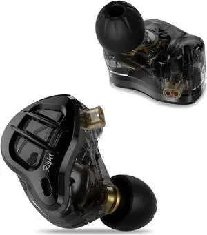 KZ ZAR 1DD+7BA Wired Earbuds in Ear Earphones Headphones for Singers Drummers Musicians with 2Pin Detachable Cord,HiFi Stereo Noise-Isolating with Enhanced Bass IEM Earphones (with Mic,Black)