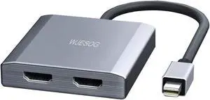WJESOG Mini Displayport to Dual HDMI Splitter Dual 4K@60Hz Resolution,DP to 2 HDMI Hub Multi Stream Transport Support 4K Resolution for Windows and Mac System