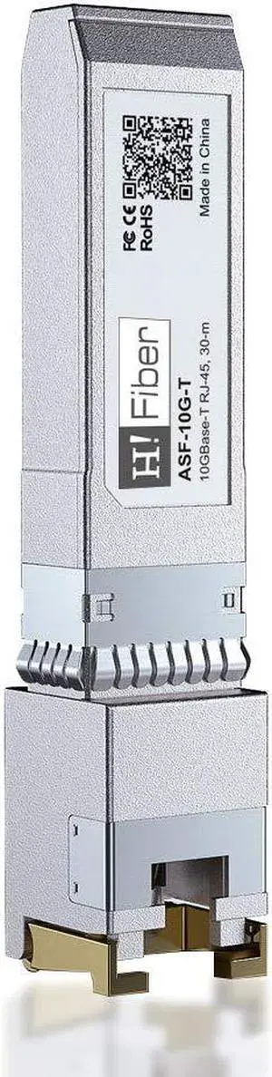 H!Fiber 10Gb SFP+ to RJ45 Module, 10Gbase-T Ethernet SFP+ Copper Transceiver Support 10G/5G/2.5G/1.25G, for Intel E10GSFPT, MikroTik, Ubiquiti, Unifi, Netgear, QNAP, D-Link, Cat6a/Cat7,30m (98ft) H!Fiber 10Gb SFP+ to RJ45 Module, 10Gbase-T Ethernet SFP+ Copper Transceiver Support 10G/5G/2.5G/1.25G, for Intel E10GSFPT, MikroTik, Ubiquiti, Unifi, Netgear, QNAP, D-Link, Cat6a/Cat7,30m (98ft)