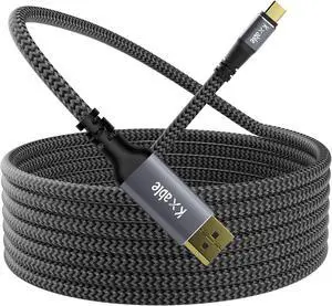 USB C to DisplayPort Cable 25 Feet, 4K@60Hz, Type C to DP 1.2 Braided Cord (Thunderbolt 4/3 Compatible) for MacBook Pro/Air, iPad Pro, iPhone 15 Pro Max, XPS, Galaxy S22, Surface Book-(Not HDMI)