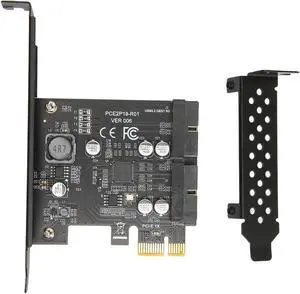 PCIE to USB 3.2 Expansion Card, 5Gbps High Speed USB Riser Card Dual Port USB3.2 GEN1 PCI Express Card 19 Pin Header for Type C Front Panel Mount Adapter(Black)