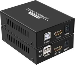 60M HDMI KVM Extender Over Cat5e Cat6 1080P HDMI USB KVM Extender Transmit with Loop Out Support USB Keyboard Mouse Extension