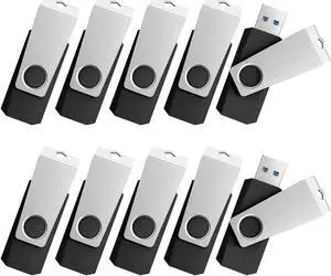TOPESEL 10 Pack 32GB USB 3.0 Flash Drives Memory Stick USB3.0 Thumb Drives 32GB 10PCS, Black
