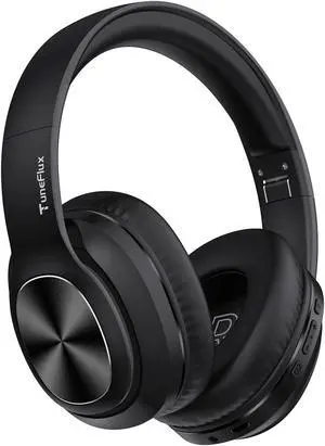 TuneFlux Wireless Bluetooth Headphones Over Ear, 80H Playtime, 3EQ Sound Modes, HiFi Stereo Headphones with Deep Bass Microphone, Foldable Bluetooth 5.3 Headsets for Smartphone/PC/Computer