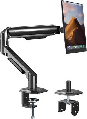 UPGRAVITY Single Monitor Arm - 17" to 32" Screen Mount, Mechanical Spring Adjustable, Holds up to 17.6 lbs, C-Clamp & Grommet Base, max. VESA 100x100mm