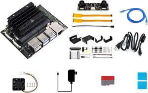 Waveshare Jetson Nano Development/Expansion Kit Alternative Solution of B01-Kit E Includes Jetson-IO-Base-A+Nano Module+Heatsink+Aluminum Alloy Case+Cables+Camera+Cooling Fan+Power Adapter(11 Items)
