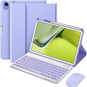 AnMengXinLing Keyboard Case with Mouse for iPad Air 11-inch M3 (2025) / M2 (2024), iPad Air5/Air4/Pro 114th/3rd/2nd Gen, Magnetic Detachable Keyboard Cover with Pen Holder, Purple