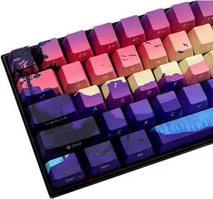 MOLGRIA 124 Set Light-Go-Through Custom Keycaps, Double-Shot PBT Cherry Profile Key Caps for Most 60/75/98 Percent Cross-Switch RGB Backlit Mechanical Gaming Keyboard ANSI/ISO Layout(Sunset Glow)