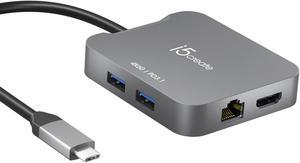j5create 4K Elite USB-C Travel Adapter, Space Gray, JCD3191