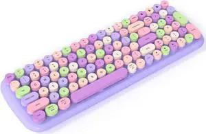 KNOWSQT Bluetooth Keyboard - Purple Colorful Multi Device Wireless Typewriter Keyboards - Round Keycaps 100 Keys Cute Keyboard for Windows, Laptop, PC, Tablet, iPad, iPhone, Chrome