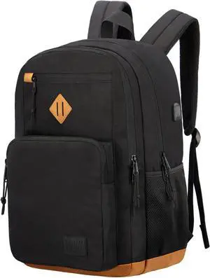 KEOFID classic carry-on travel backpack for men and women, Anti theft laptop backpack with USB charging port, work backpack, backpack for college, water resistent(Black 19inches)