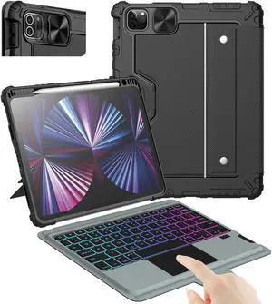 Nillkin Keyboard Case for iPad Air 11-inch (M2) 2024 & iPad Pro 11, iPad Air 5th&4th Generation case with Keyboard, Magic Trackpad, Slide Camera Cover,Detachable Keyboard with 7 Backlight Colors,Black
