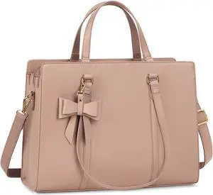 Laptop Bag for Women 15.6 inch Laptop Tote Bag Waterproof Leather Computer Bag Large Lightweight Briefcase Professional Business Office Work Bag Khaki