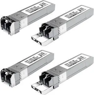 4PCS 10GBase-SR SFP+ Module, Multi-Mode LC Ethernet Transceiver, 10G 850nm MMF up to 400m, Compatible with Cisco SFP-10G-SR, Meraki, Ubiquiti UF-MM-10G, Mikrotik, Netgear, HPE, TP-Link, Aruba and More 4PCS 10GBase-SR SFP+ Module, Multi-Mode LC Ethernet Transceiver, 10G 850nm MMF up to 400m, Compatible with Cisco SFP-10G-SR, Meraki, Ubiquiti UF-MM-10G, Mikrotik, Netgear, HPE, TP-Link, Aruba and More