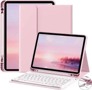 GKABXY New Keyboard Case for iPad 10th Generation 2022 10.9 Inch, Detachable Wireless Bluetooth Keyboard, Smart Case with Soft TPU Back Shell with Pencil Holder, Auto Sleep/Wake, Pink