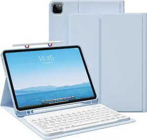 GKABXY Keyboard Case for iPad Pro 11 inch (4th/3rd/2nd/1st Gen) 2022/2021/2020/2018, Detachable Wireless Bluetooth Keyboard Case with Pencil Holder for iPad Pro 11", Auto Sleep/Wake (Sky Blue)