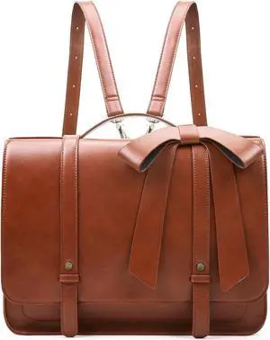 ECOSUSI Briefcase for Women Messenger Backpack PU Leather 14 inch Laptop Bag Satchel Computer Bag for College Business Travel