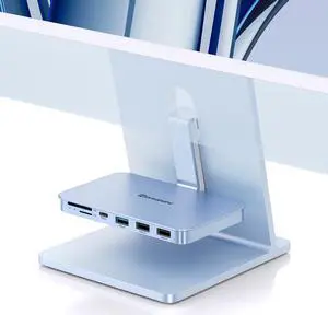 Minisopuru iMac Accessories - Compatible with iMac 24 inch M1/M3/M4 and Studio Display 27 inch, USB A/C 10Gbps, SD/TF, Blue (Without SSD Port).