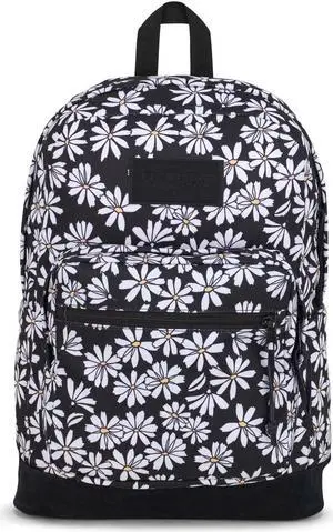 JanSport Right Pack Backpack - Durable Daypack with Padded 15" Laptop Sleeve, Spacious Main Compartment & Integrated Water Bottle Pocket - Punk Pansies Black