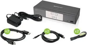 IOGEAR 2-Port 4K UHD DisplayPort KVMP Switch with USB 3.0 Hub (TAA Compliant)