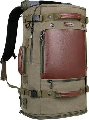 WITZMAN Travel Backpack for Men Women Carry on Luggage Backpack Canvas Rucksack Duffel bag with Shoe Compartment(A2021 Light green)