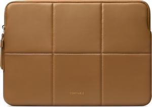 Comfyable Slim Laptop Sleeve 13 Inch 14 Inch Compatible for MacBook Air 13" M4 2025, MacBook Pro 14" 2024, Quilted Faux Leather Laptop Carrying Case, Brown