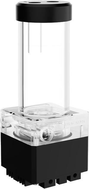 dracaena.io High Flow 800L/H D5 PWM PC Water Pump Combo with Colorful LED Option and 370ml 300mm/11.8in Reservoir - Powerful 12W, 0.7A, Black